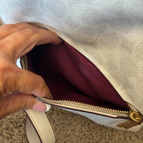 Coach Shay Shoulder Bag Signature Canvas Strap Purse White Chalk Handbag - Picture 5 of 9